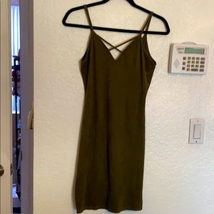 Suede forest green mini dress